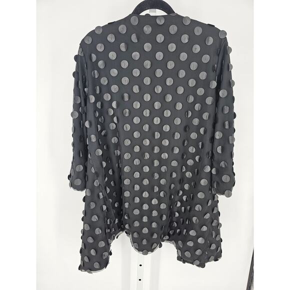 Chelsea & Theodore Black Spotted Long Sleeve Open Front Jacket Sz 1X - Picture 4 of 4